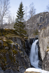Small cascading waterfalls in the Brattlandsdalåa valley, between Ullensvang and Suldal municipality