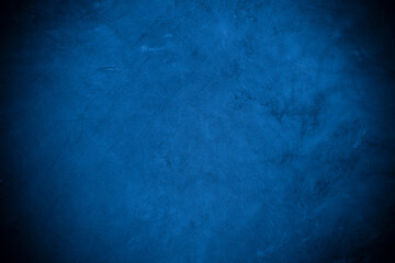 Old wall pattern texture cement blue dark abstract  blue color design are light with black gradient background.