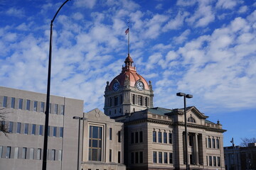 Clock tower of the Brown County Courthouse in Green Bay, Wisconsin