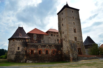 The water castle of Švihov - courtyard with the entrance tower of the inner circle (Europe –...