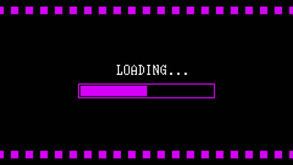 Pixel Art Loading Screen with A Purple Progress Bar Vector for Videos