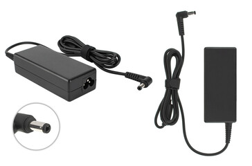 laptop power adapter, laptop accessory, on white background