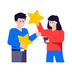A trendy flat illustration of customer reviews  