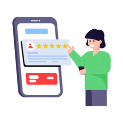 A trendy flat illustration of customer reviews  