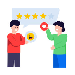 A trendy flat illustration of customer reviews  