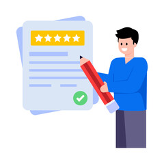 A trendy flat illustration of customer reviews  