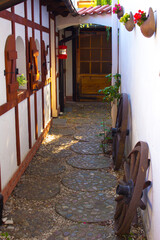narrow charming street of a small European town