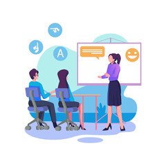 Sign language classes flat style illustration vector design