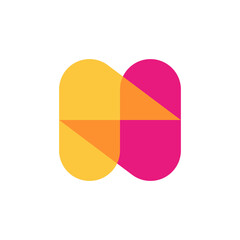 Letter N bolt overlapping color logo template