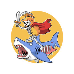 zombie shark illustration vector design