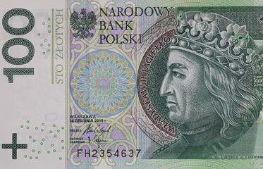 Obverse of 100 polish zloty banknote