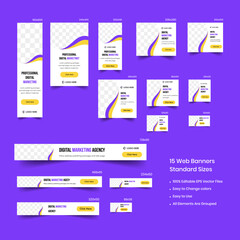 Digital marketing web banner design, web template Set, Horizontal header web banner. Geometric shape cover header background for web banner design, Social Media Cover ads banner, google ads, vertical 
