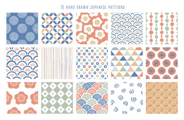和柄のコレクション。シームレスな幾何学模様の背景。