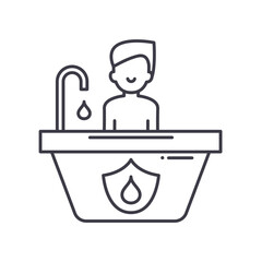 bathroom safety line icon, outline symbol, vector illustration, concept sign