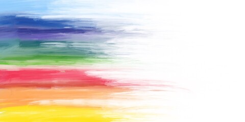 Artistic modern simple illustration abstraction in the style of colored paints by the type of rainbow on a white background. hand drawn