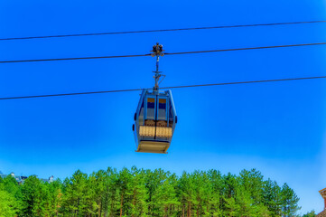 Gold Gondola in operations during summer day at Zlatibor, Serbia.