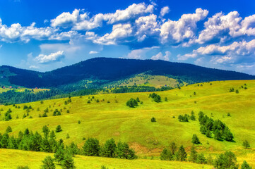 Fototapeta na wymiar Mountain landscape during summer day at Zlatibor, Serbia.