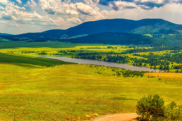 Mountain landscape during summer day at Zlatibor, Serbia.