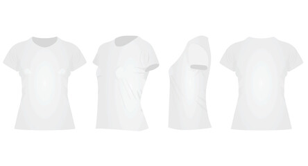 White women t shirt. front side and back view. vector illustration
