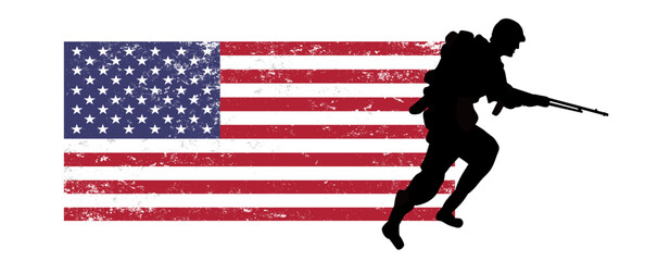 American soldier on the background of the flag, veteran's day