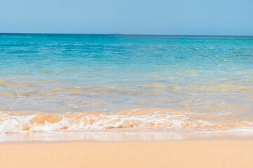 Fototapeta na wymiar Peaceful Sand Beach and Sky of Crash Boat Beach Puerto Rico.