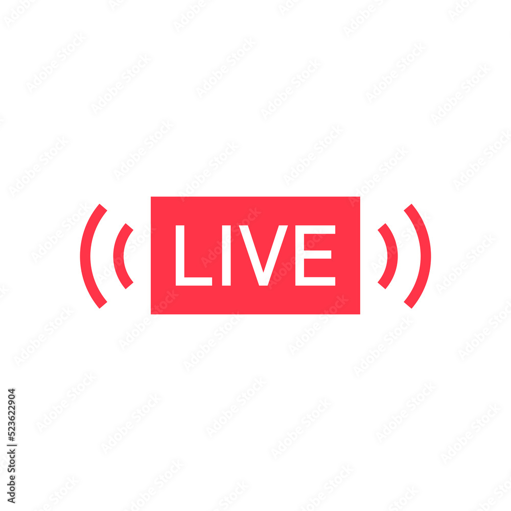 Poster red live stream button. modern vector button isolated on white background. vector illustration..