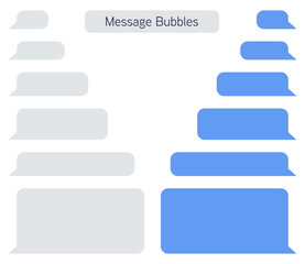 Design template of blue message bubbles for messenger chat or website. Vector illustration..