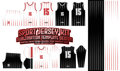Obraz premium Red Stripe Jersey Template Printing Sports pattern 67 Sublimation design for Soccer Football Esport Basketball badminton volleyball Futsal