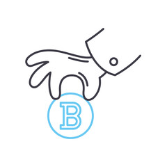 bitcoins technology line icon, outline symbol, vector illustration, concept sign