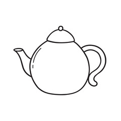 Obraz premium Hand drawn teapot doodle. Tea time in sketch style. Vector illustration isolated on white background