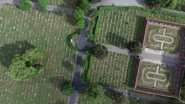 Aerial view of Hull  Northern Cemetery, Crematorium & Chapel. Chanterlands Avenue, Kingston upon Hull. this is a large space for family's to put there loved ones to rest and visit to remember them 