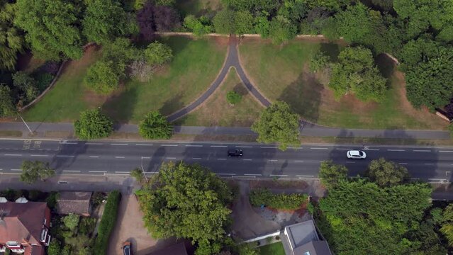 Aerial view of Hull  Northern Cemetery, Crematorium & Chapel. Chanterlands Avenue, Kingston upon Hull. this is a large space for family's to put there loved ones to rest and visit to remember them 