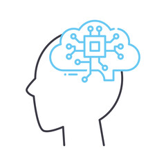 artificial mind line icon, outline symbol, vector illustration, concept sign