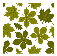 seamless texture with green leaves on white background