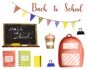 back to school chalkboard and school tools