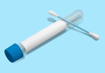 Tube for test detection of Virus Covid-19 Omicron BA.5 Variant on the desk.