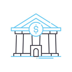 bank line icon, outline symbol, vector illustration, concept sign