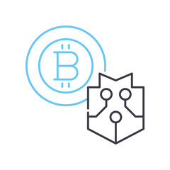 bitcoin security line icon, outline symbol, vector illustration, concept sign