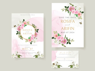 Fototapeta na wymiar wedding invitation card template with beautiful floral hand drawn