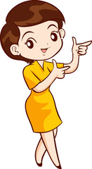 Smiling beautiful woman character in cute actions