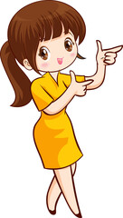 Smiling beautiful woman character in cute actions