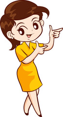 Smiling beautiful woman character in cute actions