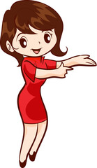 Smiling beautiful woman character in cute actions