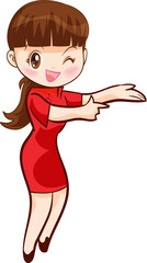 Smiling beautiful woman character in cute actions