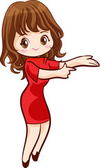 Smiling beautiful woman character in cute actions