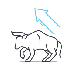 bull trend line icon, outline symbol, vector illustration, concept sign