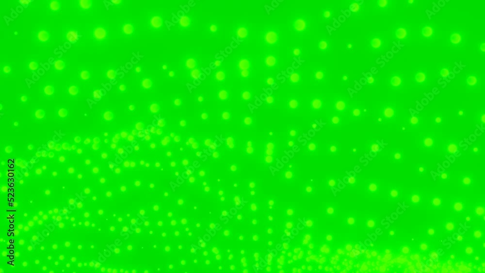 Poster small light roundels. design.green background with randomly moving stars in abstraction.