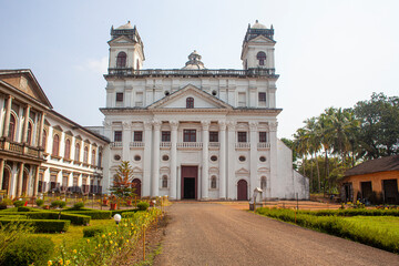 The church of Divine Providence ( Saint Cajetan) of Old Goa, mimicking the St. Peter's Basilica of Rome. Taken in India, August 2018. - obrazy, fototapety, plakaty