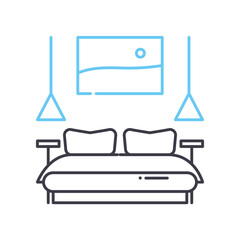 bedroom line icon, outline symbol, vector illustration, concept sign