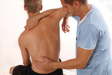 Adolescent Posture Correction. Chiropractic treatment, Back pain relief. Physiotherapy concept